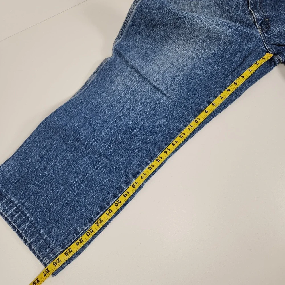 Dickies Suspender Carpenter Jeans 42x27 Denim Work Utility‎ Pants Blue *Hemmed*
